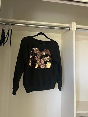 Black sweater with gold sequin